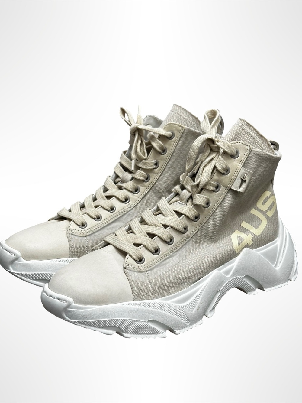 Cesare Paciotti 4US High Top Platform Canvas Sneakers Base/Sand